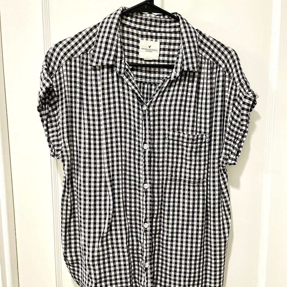 American Eagle oversized button up short sleeve top